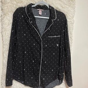 Victoria's Secret Black Pajama Top with White Accents